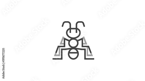 A minimalist depiction of an insect, composed of lines and circles on a white background