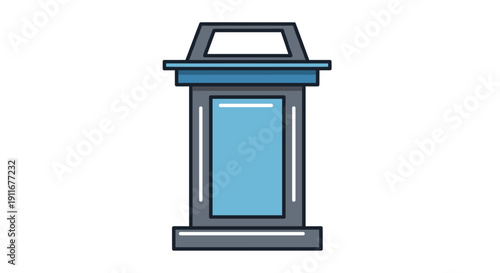 Simple Gray and Blue Kiosk Structure.