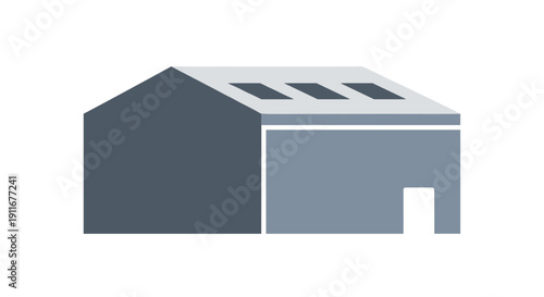 Simple Gray Barn with Skylights Illustration.