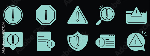 Collection of warning and alert icons for notifications and safety