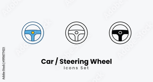 Steering Wheel icons vector set stock illustration