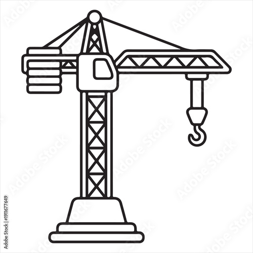 Heavy Construction Machinery Line Drawing for Kids and Education