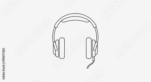 Simple Line Drawing of Headphones 1.