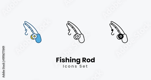 Fishing Rod icons vector set stock illustration