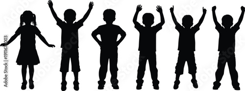 Mega black silhouette collection featuring corporate business professionals musicians with instruments cheering crowds children playing and diverse people waiting in line isolated on white background