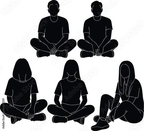 Mega black silhouette collection featuring corporate business professionals musicians with instruments cheering crowds children playing and diverse people waiting in line isolated on white background