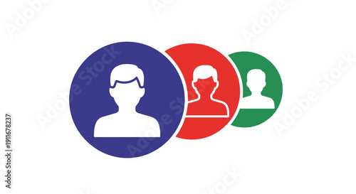 Three Silhouette Profiles in Colored Circles.