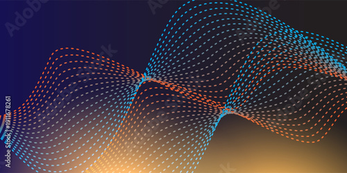 Node waveform topology. Infinity hud big data vibrate. Science bulge hills. Field of cyber dot array. 3d sea points. Grid structure of information flow.