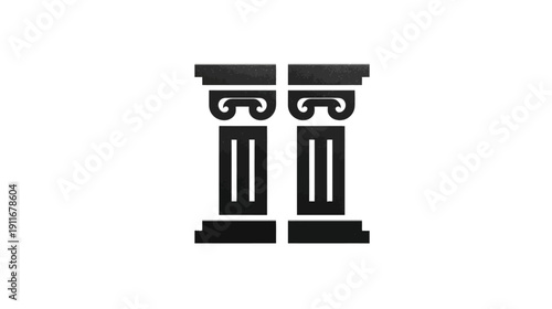 Stylized illustration of two columns with intricate detailing, set against a pristine white backdrop
