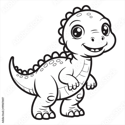 Cute Cartoon Dinosaur Coloring Page – Friendly Brachiosaurus Illustration for Kids