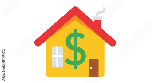 Yellow House with Dollar Sign Icon.