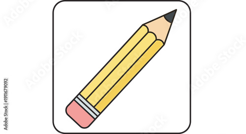Yellow Pencil with Eraser and Sharp Tip.