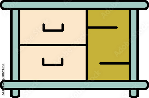Modern minimalist dresser with drawers in stylish room