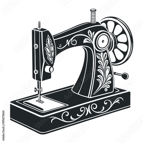 A vintage inspired silhouette of a sewing machine 