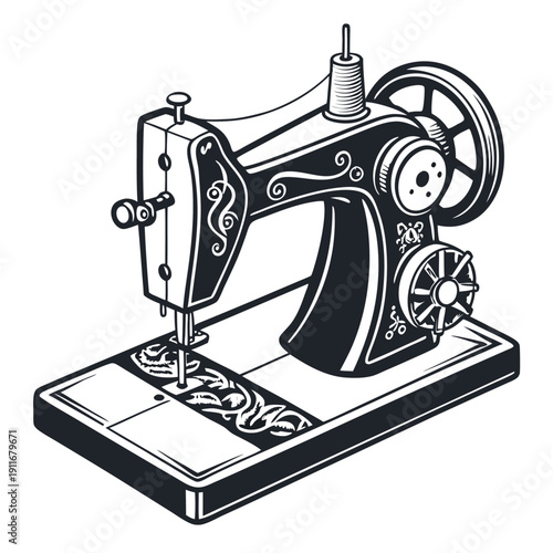 A vintage inspired silhouette of a sewing machine 