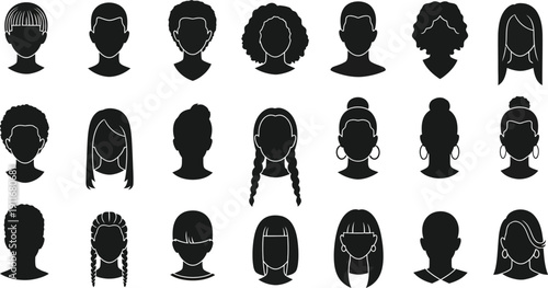 Collection of 20 various black silhouette head busts