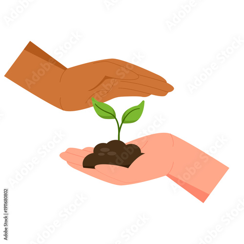 Hand Shielding Growing Plant