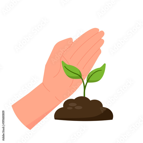 Hand Protecting Sprout with Soil