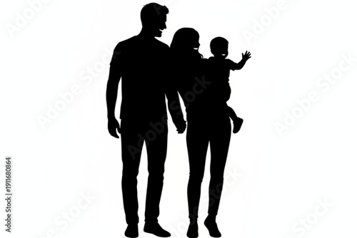 Family Silhouette: A heartwarming silhouette of a family, capturing a tender moment of togetherness and love, showcasing the bond between parents and child.