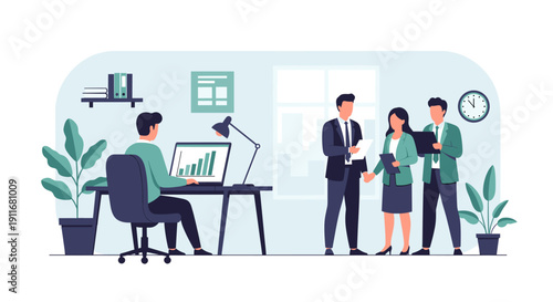 A serene illustration of a potted plant brings calmness to any space, perfect for home decor or office aesthetics.