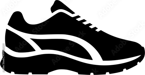 Modern athletic running shoe sneaker vector silhouette for sports footwear