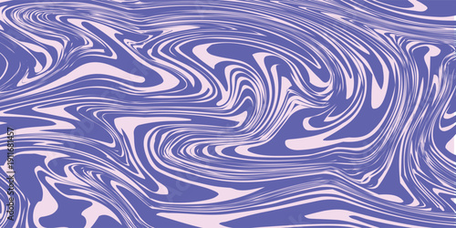 Blue Wavy Lines Abstract Background in Trendy Retro Psychedelic Style. Twisted, Swirled, and Distorted Vector Texture Pattern