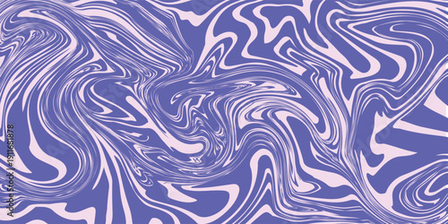 Blue Wavy Lines Abstract Background in Trendy Retro Psychedelic Style. Twisted, Swirled, and Distorted Vector Texture Pattern
