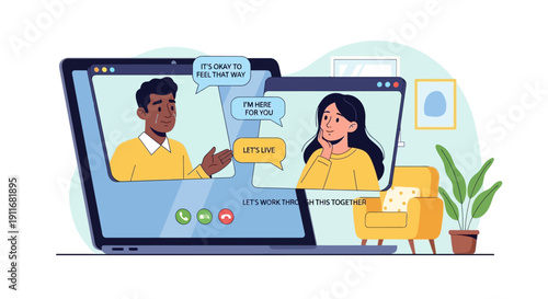 Online consultation communication customer support digital service virtual assistance concept business interaction illustration