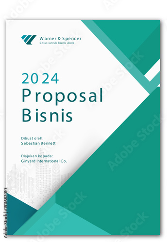 Modern business proposal cover with cityscape and professional branding