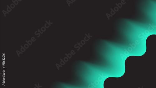 Abstract Neon Tech Staircase on Black Background