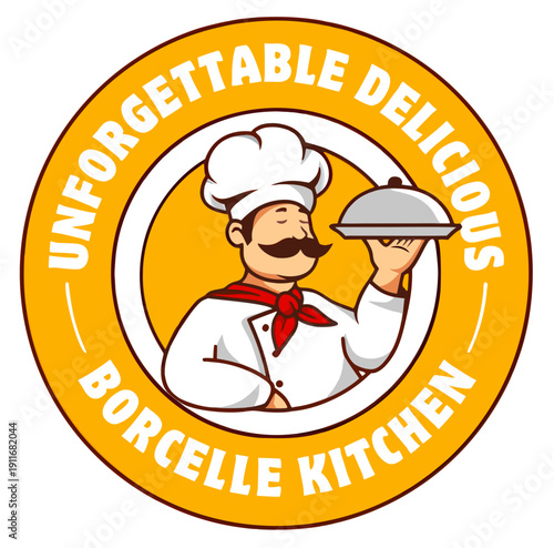 chef with pizza label
