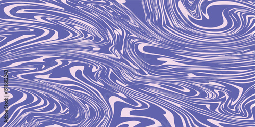 Blue Wavy Lines Abstract Background in Trendy Retro Psychedelic Style. Twisted, Swirled, and Distorted Vector Texture Pattern