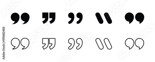 Quotation mark icons in various styles, for citations and dialogue