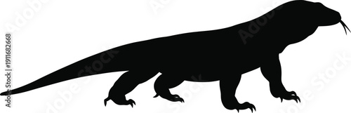 Dinosaur silhouette illustration on a historical science background from a side viewpoint showing prehistoric creature details