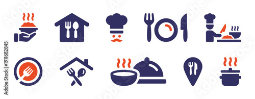 Restaurant and food service icons dining and cooking