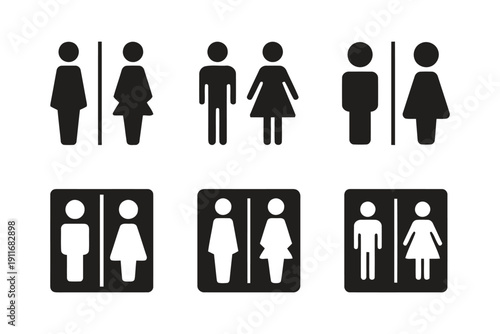 Restroom icons male and female for toilet sign