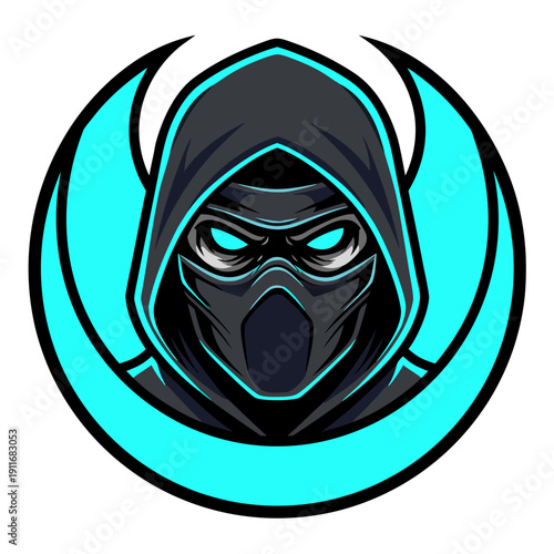 Gaming Masked Warrior Emblem With Glowing Eyes