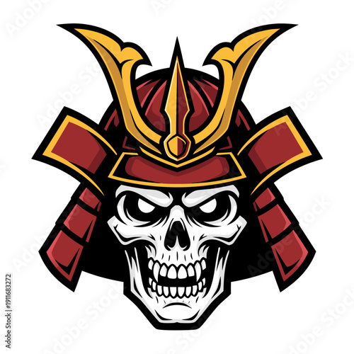 Skull Samurai Warrior Emblem - A Fierce and Intimidating Design