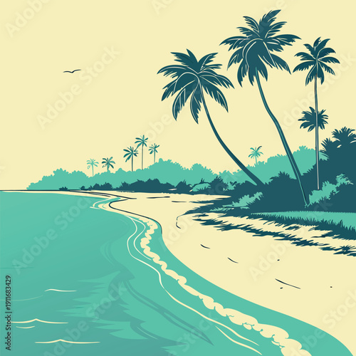 Clear turquoise water along a pristine beach  