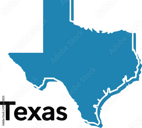 State of Texas map with text label on transparent background for geographic and educational presentations