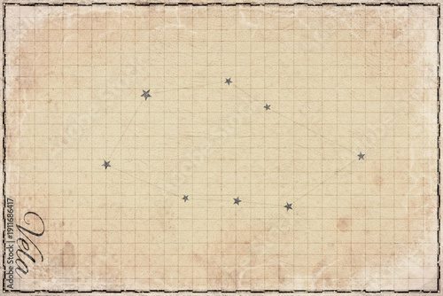 Vela Constellation Star Map, Retro Paper