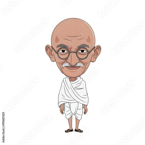 Mahatma Gandhi illustration during Dandi March Salt March protest against British rule