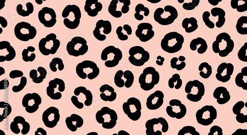Peach and black leopard print pattern design background with modern animal texture
