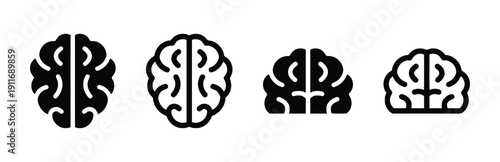 Set of brain icons different views symbol representation graphic human anatomy simple design