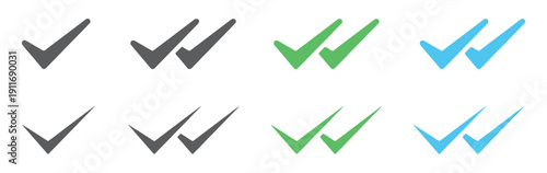 Set of check mark icons in various colors and styles for confirmation and approval tasks
