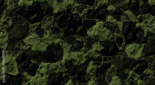 Dark green rugged rock texture pattern design background with natural stone surface