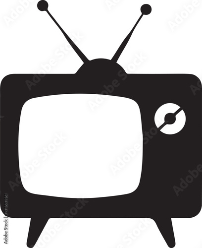 Retro television silhouette with classic antenna and tuning controls