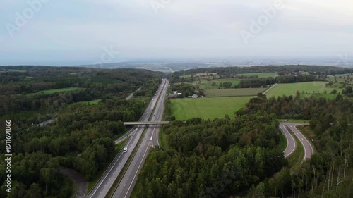 Wallpaper Mural Aerial view of E6 cutting through lush Hallandsåsen in Skåne, Sweden Torontodigital.ca