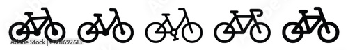Set of diverse bicycle icons representing different types of bikes and cycling styles