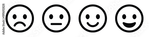 Set of emoticons showing different emotions from sad to happy